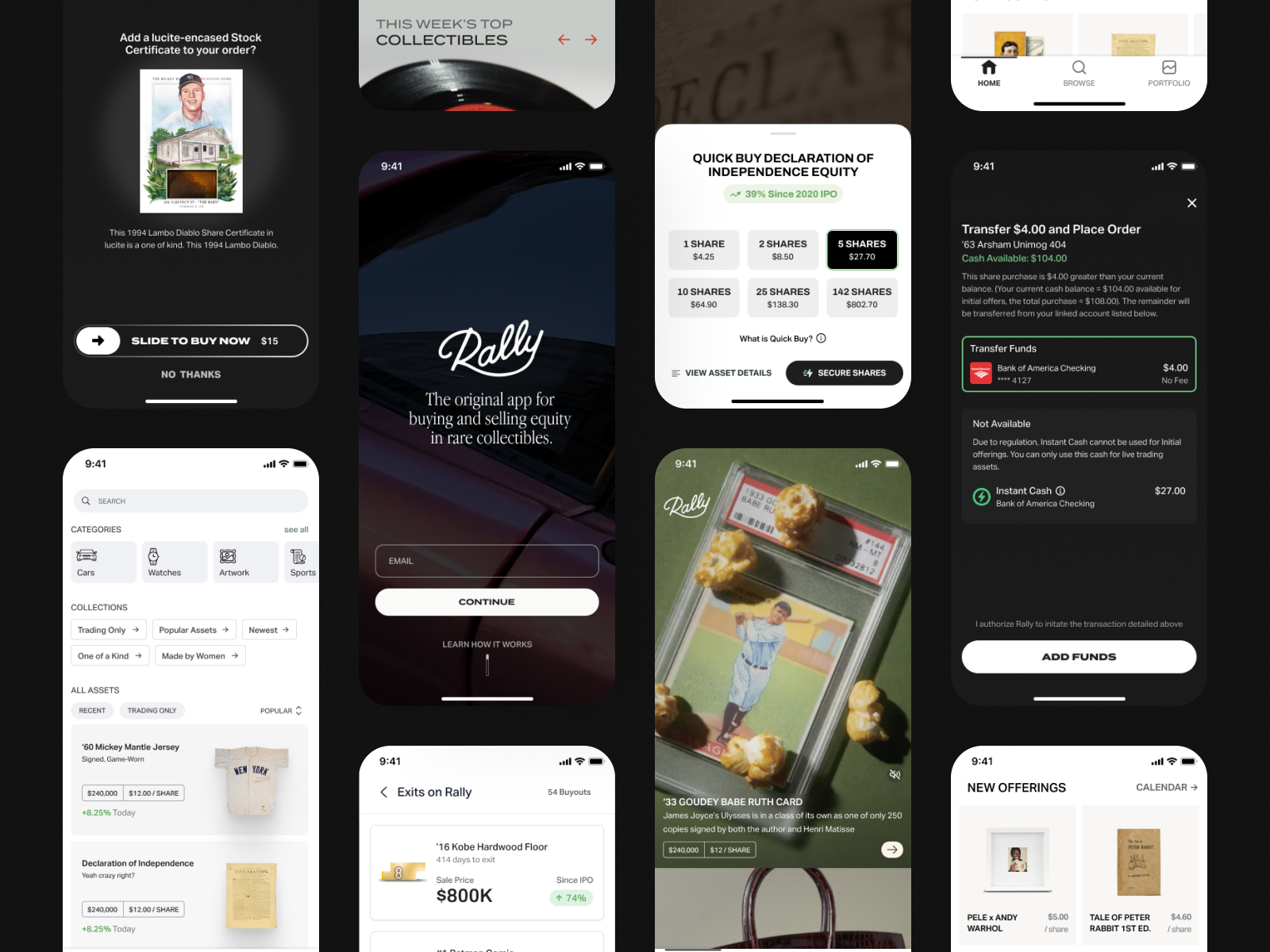 Rally iOS app mocks